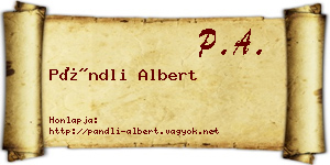 Pándli Albert névjegykártya